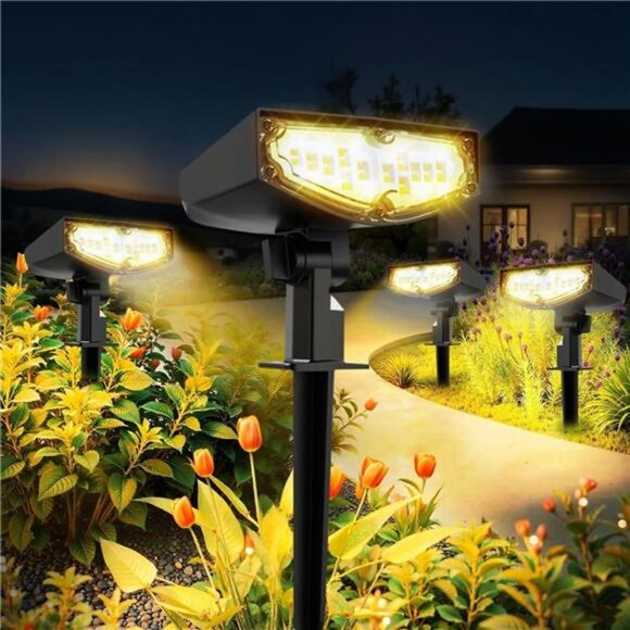 Solar Spot Lights Outdoor - 4 Pack Waterproof Ip67 Landscape Spotlights 3 - Picture 1 of 7